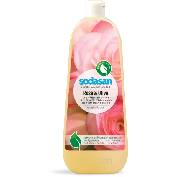 SODASAN Flüssigseife Rose u. Olive 1 Liter | Naturhaus GmbH