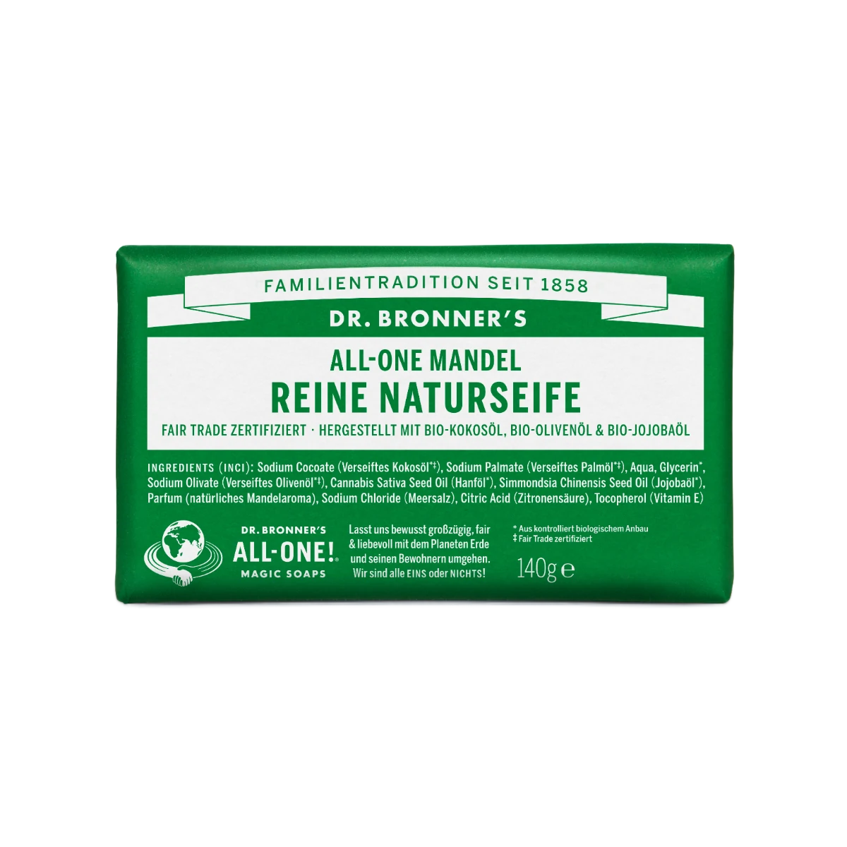 Dr Bronner's Almond Pure-Castile Soap 140 g Naturhaus GmbH