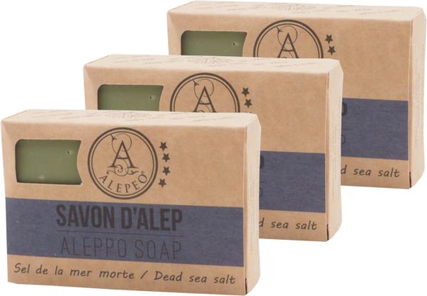 ALEPEO Aleppo Olivenölseife mit Totem Meersalz 100 g 3er Pack