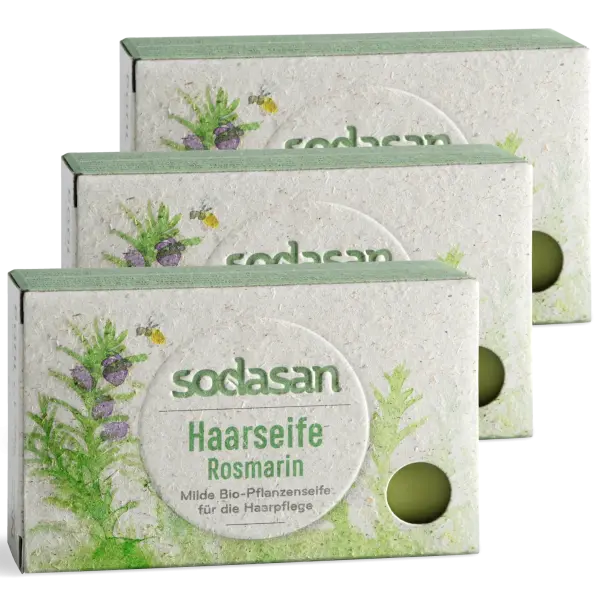 SODASAN Haarseife Rosmarin 3 x 100 g | Naturhaus GmbH