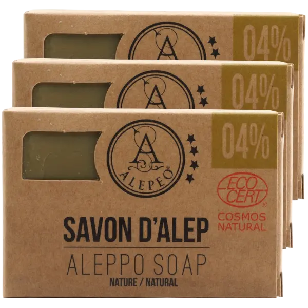 ALEPEO Aleppo Olivenölseife mit 4% Lorbeeröl 100 g 3er Pack | Naturhaus GmbH